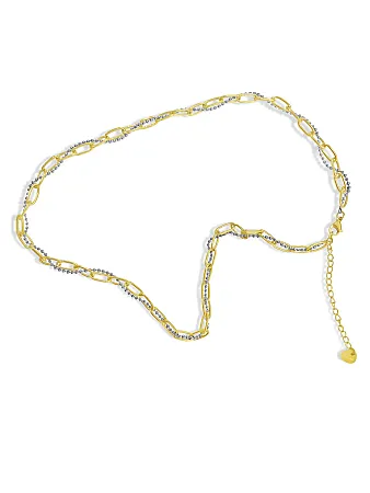 Κολιέ γυναικείο, από ανοξείδωτο ατσάλι, διπλό, καδενωτό, 42 εκατοστά μήκος συν αλυσίδα επέκτασης 5 εκατοστά, με κίτρινο επιχρύσωμα, silverline, 0330343701